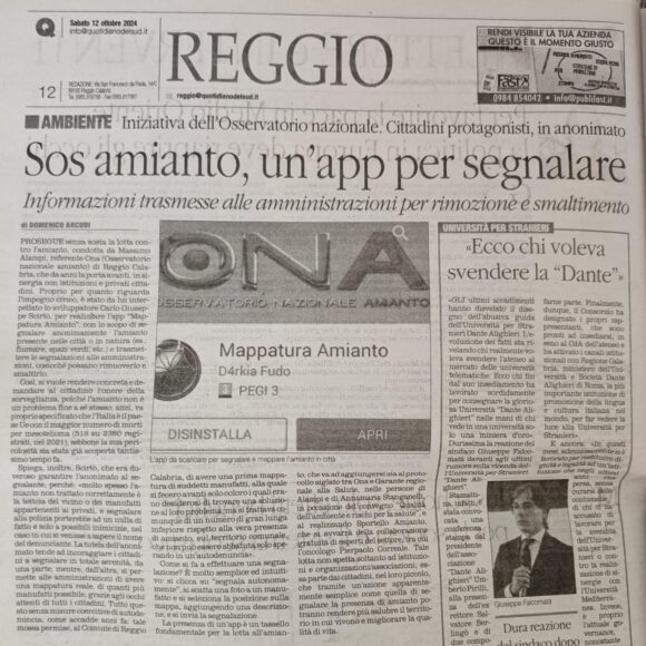 foto quotidiano SOS amianto, un’app per segnalare